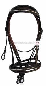Brida de cuero auténtico para caballos, para montar en bicicleta, ecuestre, saltar con banda para la frente, Noseband y riñas - Product Image 2