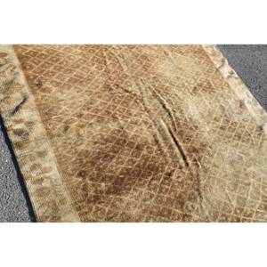 Traditional <b>Brown</b> Beige <b>Wool</b> Rug 5.7 X 9.5 ft Classic Vintage Turkish Patchwork Design for Bedroom Rectangular Latex Bedside - Product Image 5