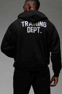 Top vente homme noir entraînement actif Dept surdimensionné Boxy fermeture éclair à capuche Gym Fitness Streetwear Logo personnalisé sweats à capuche pour hommes - Product Image 2