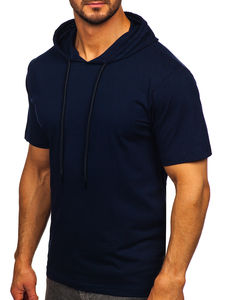 Nueva camiseta de gimnasio con capucha para hombre Camiseta de moda de color personalizado azul marino transpirable con OEM WS INTERNATIONAL - Product Image 3