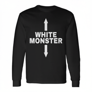 Camiseta Blanca de Manga Larga Monster con Flechas Arriba y Abajo, Producto Promocional - Product Image 2