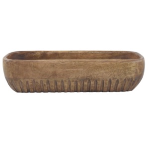 Plateau de service en bois naturel à nervures, design moderne, style américain, plateau artisanal en bois pour la cuisine, la restauration et les fêtes - Product Image 1