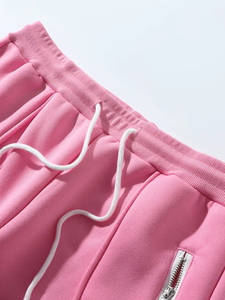 Pantalones de Hombre Rosa al por Mayor, Cómodos, Estilo Cargo, Bolsillos con Cremallera, Diseño Liso Teñido, Antiarrugas, Ropa Versátil para Hombre - Product Image 3