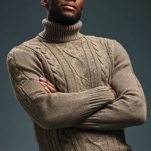 Pull à col roulé slim fit pour homme, mode, tricot d'hiver, OEM - Product Image 4