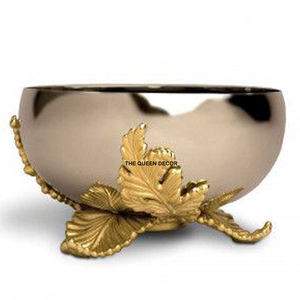 Bol de service rond antique en acier métallique avec un élégant support argenté, bol de service avec une finition haut de gamme - Product Image 5