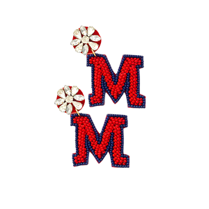 OLE MISS Gameday Boucles d'oreilles perlées élégantes Fan Fashion for Party Wedding Gift Plaqué or Show Your Spirit Accessoire - Product Image 1
