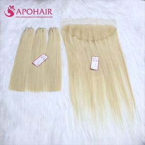 Mechones de pelo humano para mujeres negras, pelo liso virgen de visón 613, con encaje Frontal HD 13x4 13x6, producto en oferta - Product Image 6