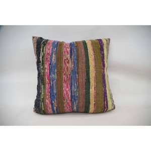 24x24 Inch Multicolor Bohemian Kantha <b>Patchwork</b> Wool Pillow Vintage Embroidered Floral Print Portable for <b>Bedding</b> or Sofa Use - Product Image 1