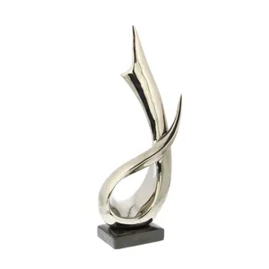 Deco escultura abstracta de porcelana Base negra plateada Arte de mesa decorativo Escultura pulida moderna decoración del hogar Acento - Product Image 2