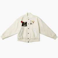 Vestes de baseball personnalisées en cuir de vache synthétique avec broderie de roses en laine, veste bomber varsity ample personnalisée pour hommes