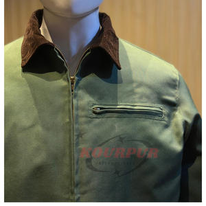 Chaqueta Bomber de Lona para Hombre con Cuello Alto, Cierre de Cremallera, Resistente al Viento, Logotipo Personalizado, Marca Privada, Peso Pesado - Product Image 3