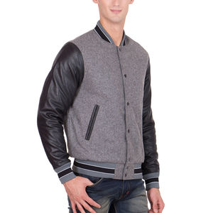 Meilleures ventes de veste universitaire pour hommes de style streetwear Logo personnalisé sur les manches en cuir Col montant Service OEM disponible - Product Image 2