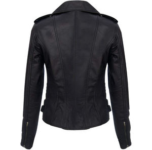 Women'<b>s</b> Genuine Leather Moto <b>Jacket</b> Full Sleeve Zipper Closure Stand Collar Custom <b>Jacket</b> - Product Image 5