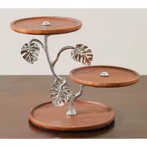 Support à gâteau en métal noir en bois de forme ronde vintage, décoration de table à manger pour la maison, support à cupcakes - Product Image 5