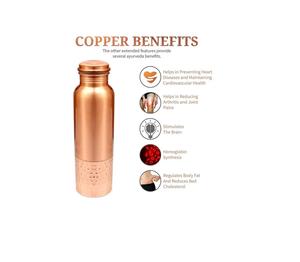 Botella de Agua de Cobre Puro - 32 oz, Acabado Martillado, Botella Ayurvédica para la Salud |   Vaso de Cobre Deportivo y para Fitness a Prueba de Fugas - Product Image 5