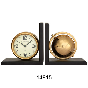 Nouvelle conception en aluminium Globe horloge serre-livres paire décorative en métal Globe Design serre-livres nautiques à vendre fabriqué en inde - Product Image 1