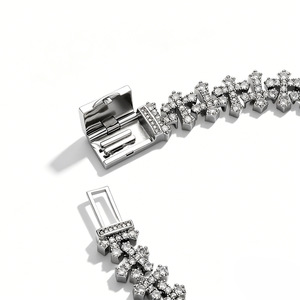 Bracelet Hip Hop 11 mm avec croix, entièrement pavé de micro-zircons, chaîne croix pour hommes et femmes, à porter au quotidien - Product Image 5
