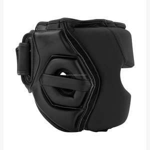 Black PU Leather Microfiber Breathable Boxing Head Guard for Children Custom Logo Professional Training Headgear - Product Image 1