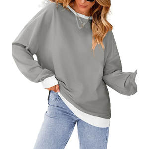Sweat-shirt en coton pour femme, coupe ample, épaules tombantes, pull respirant, vêtements décontractés avec impression de logo personnalisé et service OEM - Product Image 2