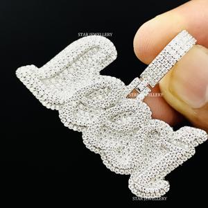 Pendentif en or 10 carats plaqué or, serti de diamants de laboratoire, personnalisé, unisexe, hip-hop, rond, taille brillant, lettre - Product Image 3