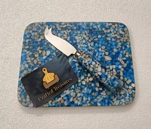 Plateaux à fromage design 2026 avec couteaux à beurre, en résine époxy et pierres incrustées, plateau de découpe de fromage au meilleur prix - Product Image 2