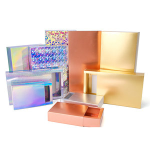 Caja de regalo de cartón láser dorado, plateado y dorado rosa, caja de fiesta navideña, joyero extraíble, envoltura de caramelo de Chocolate - Product Image 3