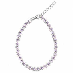 Bracciale a Catena in Argento Sterling 925 con Zirconi - 5 Opzioni di Colore - Product Image 2