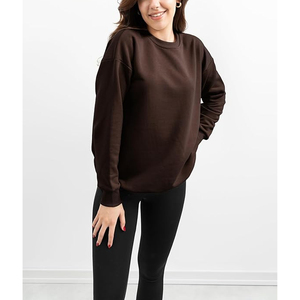Sweat-shirt à capuche ample et décontracté pour femme, nouvelle mode, tricoté, couleur personnalisée sur le devant, 100% coton, hiver - Product Image 4