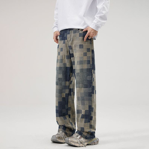 Custom Shot New American High Street Pantalon évasé enduit de mosaïque pour hommes Slim Fit 100 Long - Product Image 2