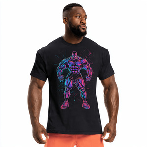 Gym Drop Shoulder Tee Shirt Men Custom Printed Workout Fitness Wear T Shirt Men's Short Sleeve Gym Printed T Shirts Mens - Product Image 3