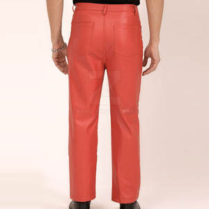 Pantalons en cuir pour hommes de qualité supérieure, légers, respirants, couleur unie, logo personnalisé, décontractés, taille mi-haute, streetwear d'hiver, vente chaude - Product Image 3