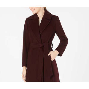 Abrigo largo con cinturón para mujer, color rojo brillante, talla 14, gabardina reversible formal para invierno, poliéster tejido transpirable - Product Image 2