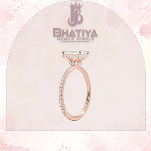 แหวนหมั้นฮาโลเจนคู่สีทอง14K แบบกำหนดเองแหวนหมั้นทำจากทองชั้นดีสำหรับเจ้าสาวที่ผูกไว้กับงานปาร์ตี้ - Product Image 4