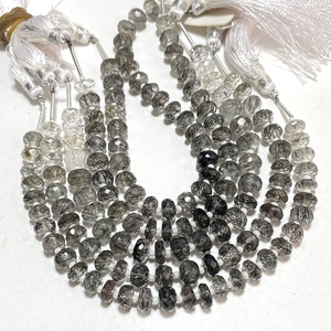 Perles de briolette en forme de rondelle à facettes en rutile noir, perles de rutile naturel, fournitures de perles en gros pour la fabrication de bijoux - Product Image 1