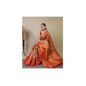 Premium Quality Indian Stylish Pure Kanchipuram Saree for Womens with Heavy Pallu for Export Selling at Affordable Price