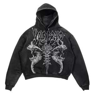 Sudadera corta cuadrada de primera calidad para hombre, ropa de calle transpirable, Sudadera con capucha y logotipo bordado personalizado para el invierno - Product Image 1