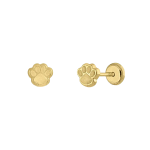 Pendientes de Oro Sólido de 9K con Forma de Pata de Animal (Disponibles en 10K, 14K, 18K) para Mujeres y Niñas, con Cierre de Clip y Rosca, Hechos en España - Product Image 1