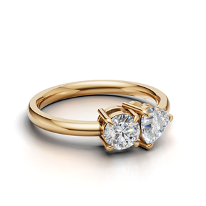 Anillo Toi Et Moi con diamante cultivado en laboratorio certificado por IGI, oro amarillo/blanco y rosa de 18 quilates, anillo de compromiso con forma redonda y de corazón para mujer - Product Image 3