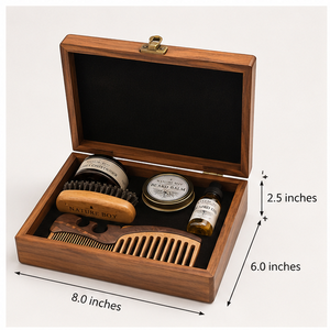 Novedad: Caja de Almacenamiento de Madera para Artículos de Afeitado Masculino con Cepillo, Peine, Bálsamo y Aceite, Diseño Rústico - Product Image 4