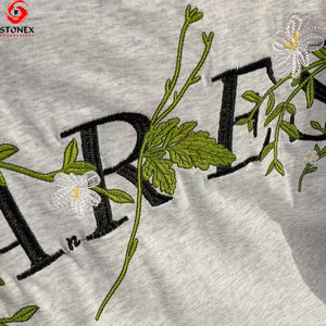 Wholesale Customized 3D Embroidered 100% Cotton High Quality Heavyweight Oversized Eco-Friendly Breathable Spring <b>Men's</b> T-<b>shirt</b> - Product Image 5