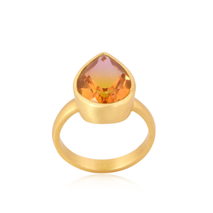 Fashion Ring With Bio Morganite Doublet Quartz <b>Gold</b> Over brass Supplier of Vintage Collection Custom Jewelry Manufacturer. - Product Image 1