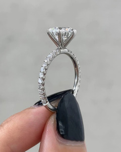 แหวนแต่งงานทองคำขาว14K สำหรับผู้หญิงแหวนหมั้นเพชรตัดกลม2.50CT ทองชุบทองดีไซน์ทางศาสนาที่สมบูรณ์แบบของขวัญ - Product Image 3