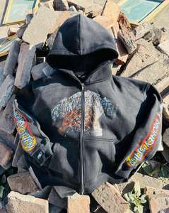 Sweat à capuche en molleton épais de haute qualité, coupe oversize, imprimé vintage vieilli, délavé à l'acide, séchage rapide et respirant - Product Image 5