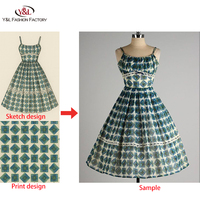 Robes Vintage Personnalisées OEM à Impression Numérique, Modèle Swing Années 50 60, Style Rétro pour Femmes, Robe Décontractée d'Été