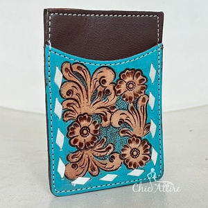 ที่ใส่บัตรหนังวัวทำด้วยมือแบบ2025กระเป๋าสตางค์แบบมินิมอลลิสต์ลายดอกไม้และลายใบไม้เคสการ์ดบล็อก RFID - Product Image 1