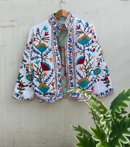 Boho Vintage Suzani Brodé Coton Manteau À La Main Indien Veste Ethnique Festival Survêtement - Product Image 4