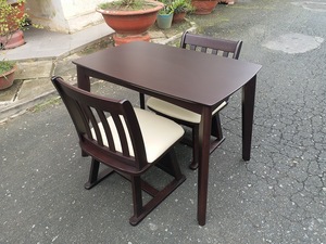 Bàn ăn và ghế thiết lập cho 4 gõ xuống sưởi ấm bàn xoay Ghế lắp ráp đương đại Nhật Bản Minimalism đồ nội thất - Product Image 3