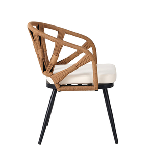 Ensemble de mobilier de patio contemporain, table à manger tout temps avec 4 chaises en osier - Product Image 3