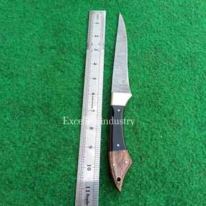 Cuchillo de deshuesar de filete de chef de Damasco hecho a mano con mango de madera, cuchillo de cocina personalizado con Funda de cuero y borde afilado - Product Image 5