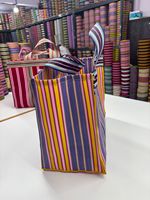 Sacs de shopping personnalisés en couleur et en design, sacs fourre-tout à fermeture éclair rayés en nylon recyclé durable, sacs écologiques réutilisables en PP